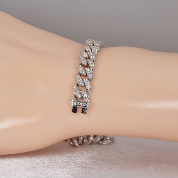 Fully Iced Moissanite Cuban Bracelet 8mm Wide - Picture 3 of 5